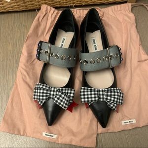 Miu Miu Vichy bow ballerina shoes